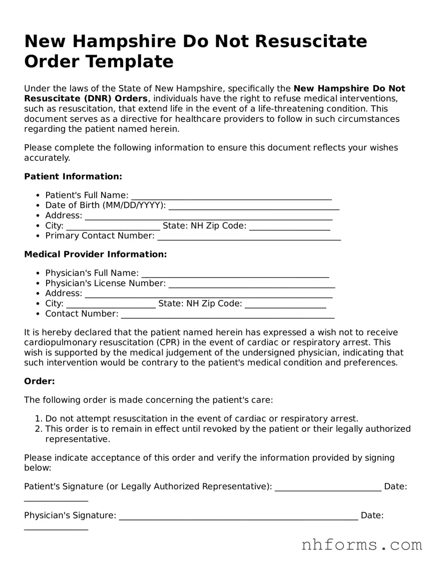 Attorney-Approved  Do Not Resuscitate Order Document for New Hampshire