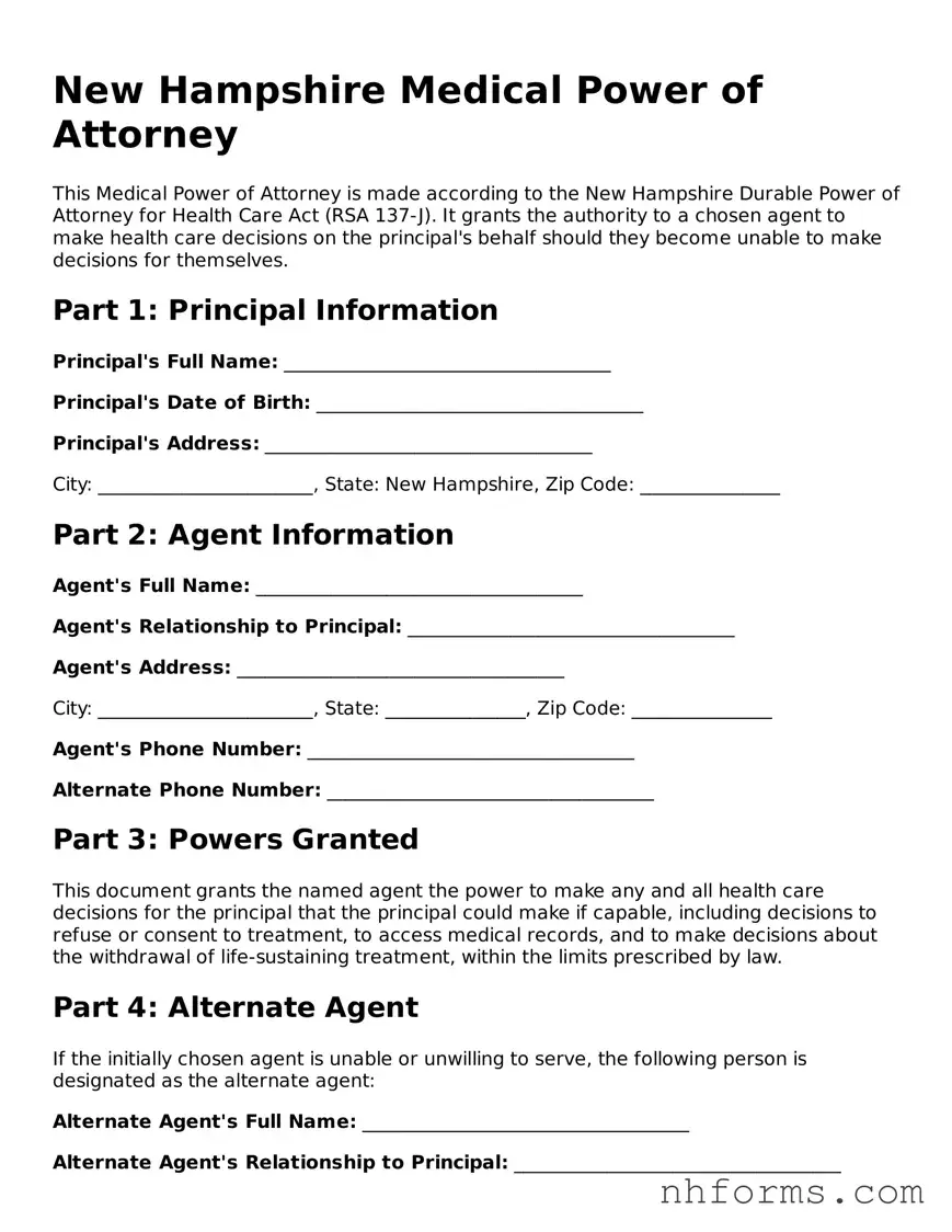 Attorney-Approved  Medical Power of Attorney Document for New Hampshire