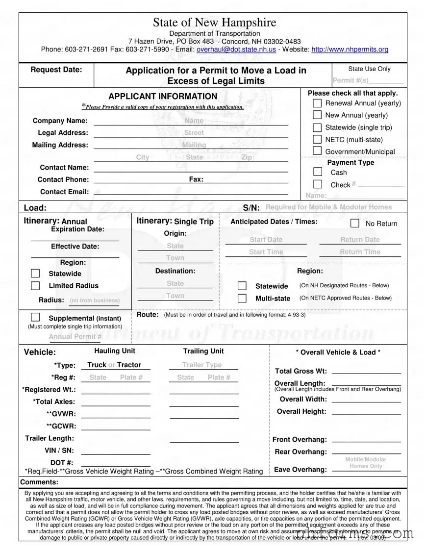 New Hampshire Load Template