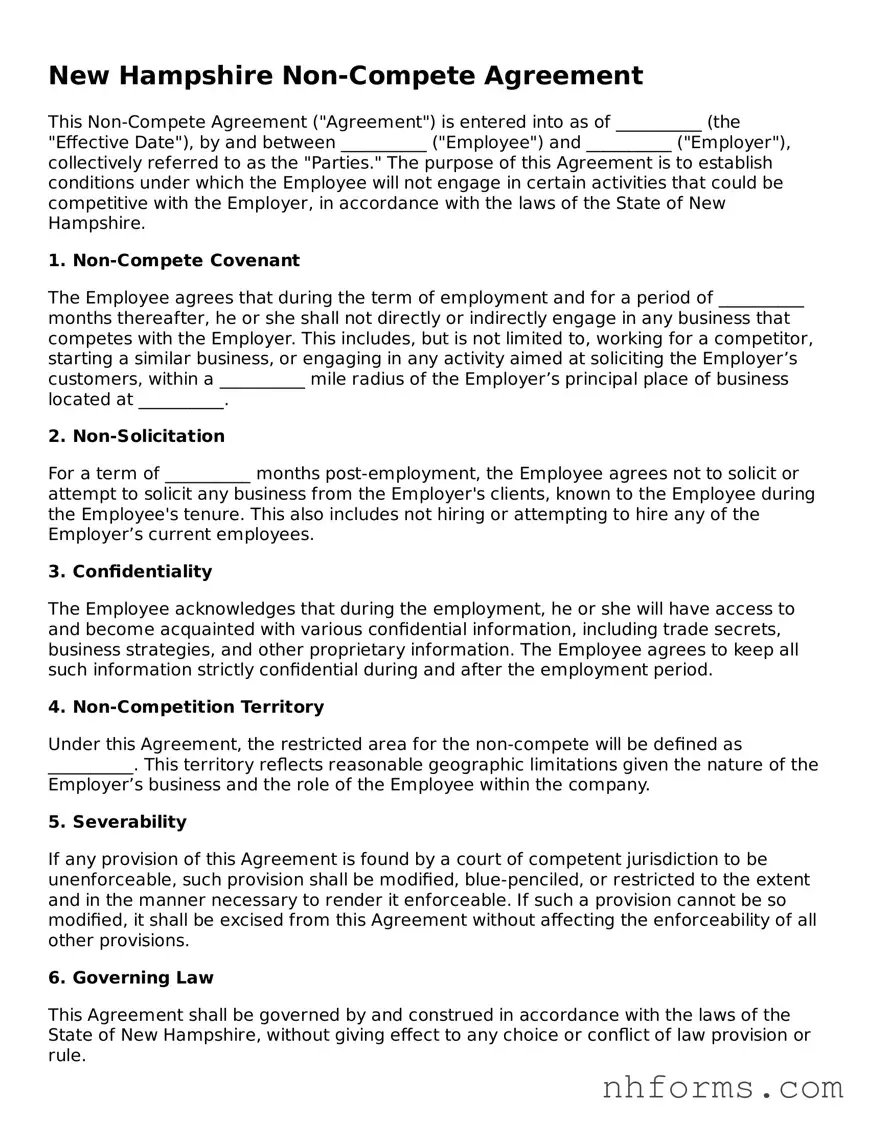 Attorney-Approved  Non-compete Agreement Document for New Hampshire