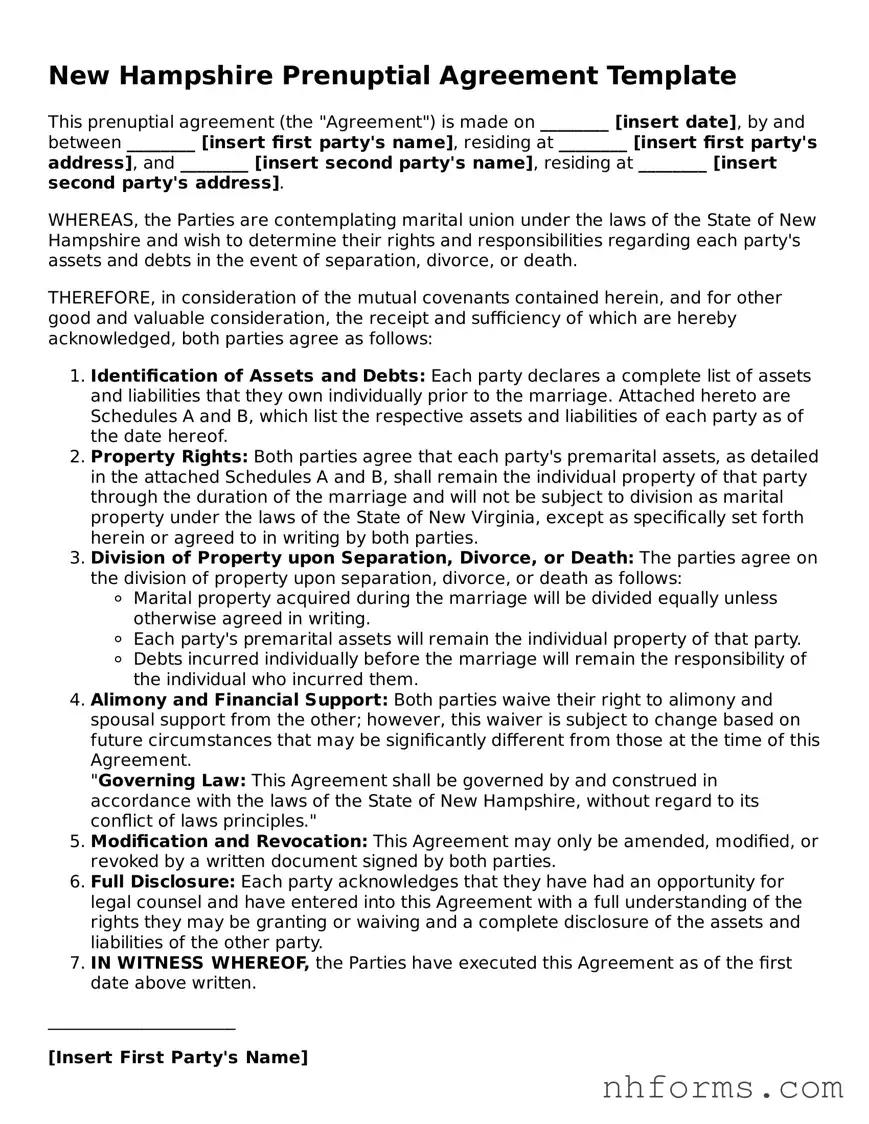 Attorney-Approved  Prenuptial Agreement Document for New Hampshire