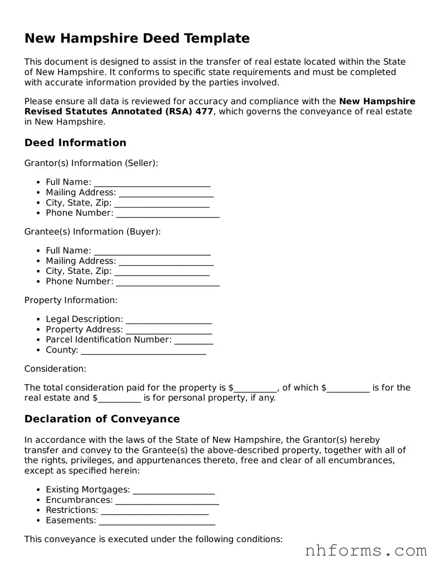 Attorney-Approved  Deed Document for New Hampshire