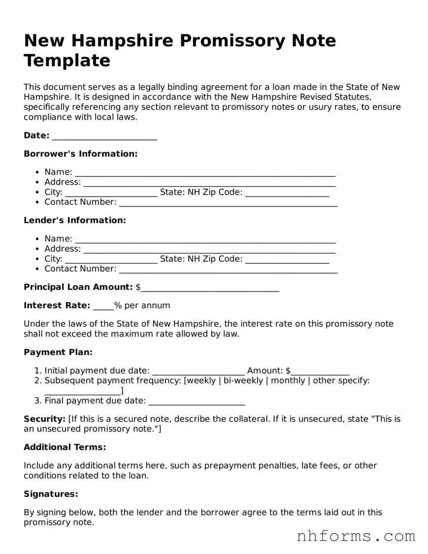 Attorney-Approved  Promissory Note Document for New Hampshire