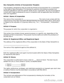 Attorney-Approved  Articles of Incorporation Document for New Hampshire