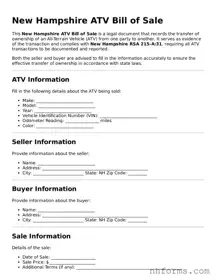 Attorney-Approved  ATV Bill of Sale Document for New Hampshire