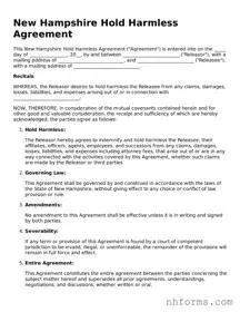 Attorney-Approved  Hold Harmless Agreement Document for New Hampshire