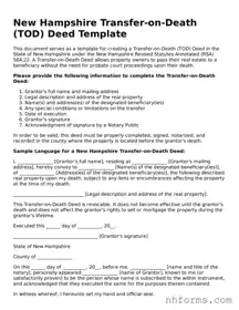 Attorney-Approved  Transfer-on-Death Deed Document for New Hampshire