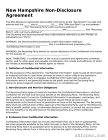 Attorney-Approved  Non-disclosure Agreement Document for New Hampshire