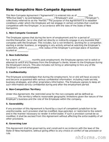 Attorney-Approved  Non-compete Agreement Document for New Hampshire