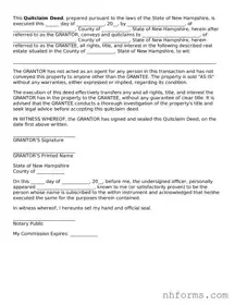 Attorney-Approved  Quitclaim Deed Document for New Hampshire