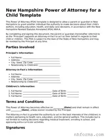 Attorney-Approved  Power of Attorney for a Child Document for New Hampshire